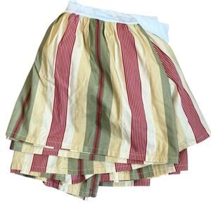 Waverly Bed Skirt FULL Laurel Springs Ruffle Red‎ Green & Gold Stripes 15" Drop